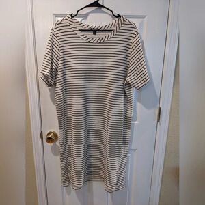 Women XL Dress Striped T-shirt Buffalo David Bitton short sleeve black cream